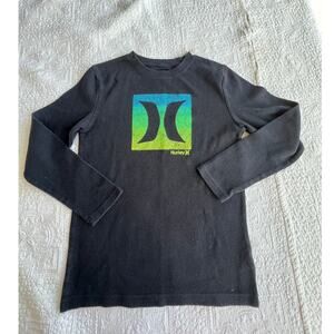 Hurley long sleeve crewneck thermal, black top, Youth boys 14-16